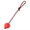 Durable Solid Rubber Dog Chew Tooth Training Ball Pet Toy with Rope Handle