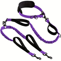 Pet Leash: Explosion-Proof Short Elastic Buffer, One-Hand Dual-Walking for All Dogs
