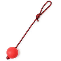 Durable Solid Rubber Dog Chew Tooth Training Ball Pet Toy with Rope Handle