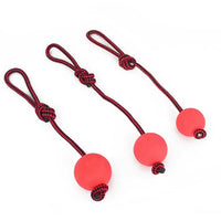 Durable Solid Rubber Dog Chew Tooth Training Ball Pet Toy with Rope Handle