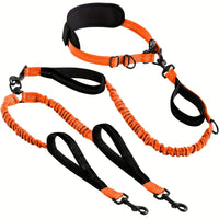Pet Leash: Explosion-Proof Short Elastic Buffer, One-Hand Dual-Walking for All Dogs